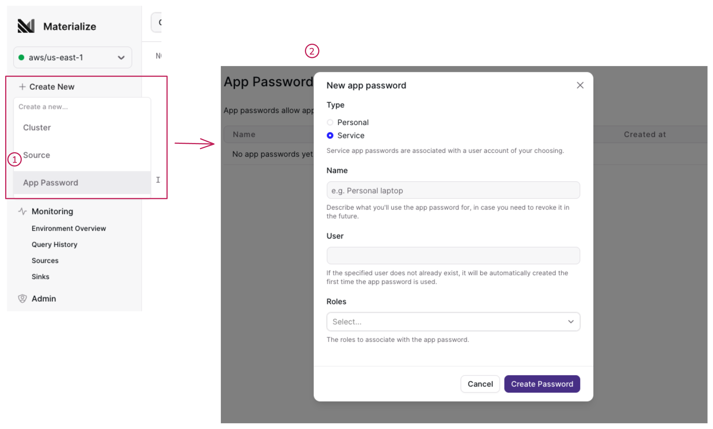 Create
application password Image of the Create application
password